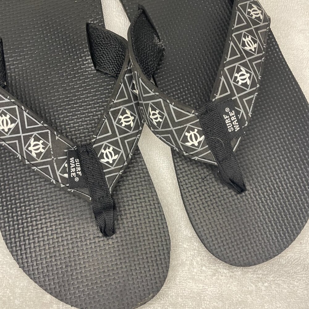 SurfWare- Men's Black Flip Flops Everyday Beach Summer Sandals Shoes Size 10 - Picture 3 of 7